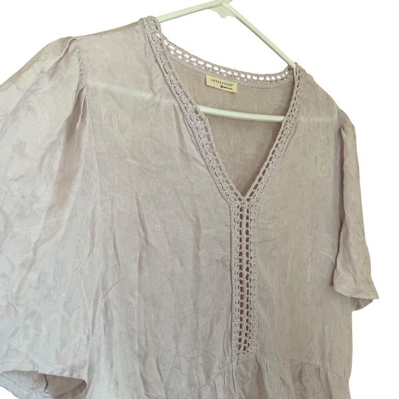 Lovestitch Lattice Trim Top Pale Pink Crotchet Peplum Blouse M - Picture 6 of 9